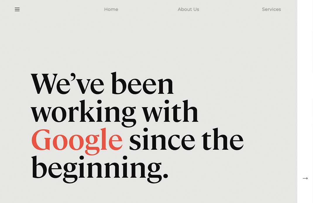 use oversized lettering in website designing 2020