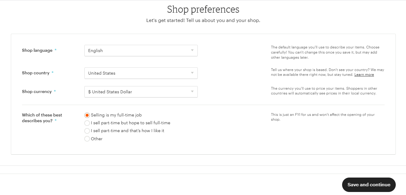 Select Shop Preferences