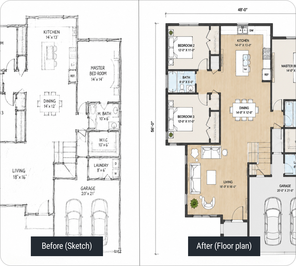 2D Floor Plan Conversion Services