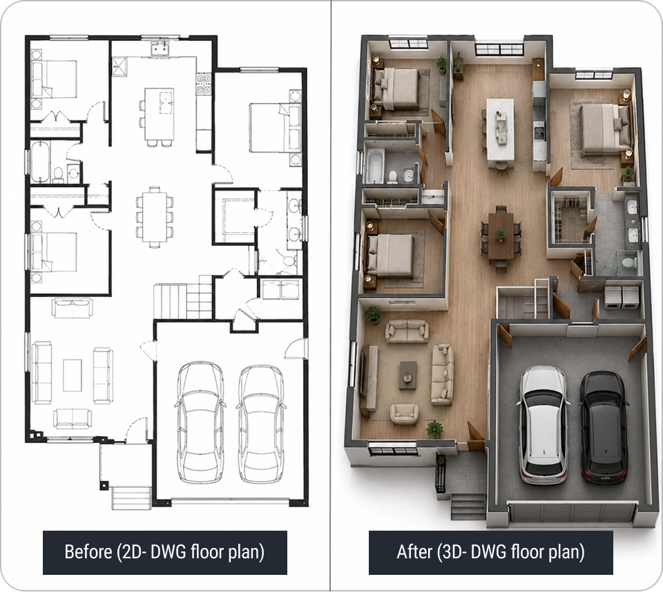 3D Floor Plan Conversion Services