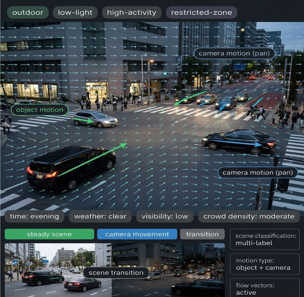 Scene Classification and Optical Flow Annotation